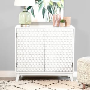 Gambon White Wood 36 in. W Rectangle 2 Door Sideboard