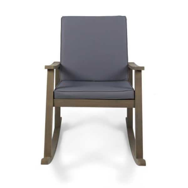 Series Frame Acacia Wood Rocking Outdoor Rocking Chair with CushionGuard Dark Gray Cushion 1Piece