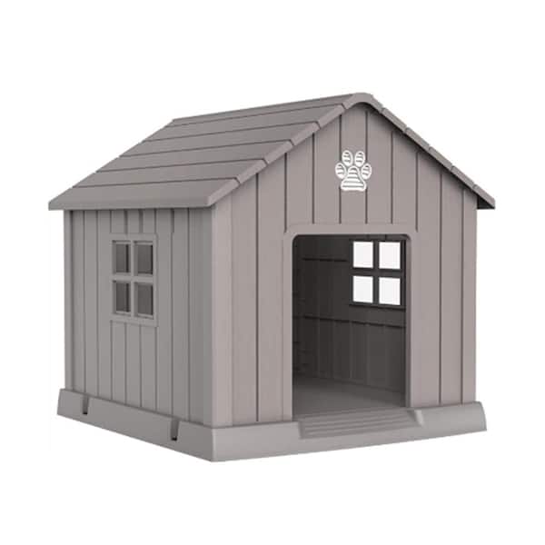Black Dog House Indoor Outdoor with Elevated Floor for Small to Large Sized Dogs