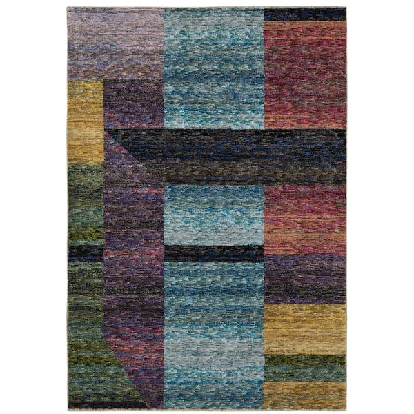 AVERLEY HOME Saturn Multi-Colored 9 ft. x 12 ft. Geometric Contemporary Polypropylene-Nylon Blend Indoor Area Rug