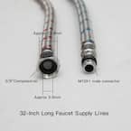 32 in. Braided Stainless Steel Supply Hose 3/8 in. Female Compression Thread x M10 Male Connector x 2-Piece
