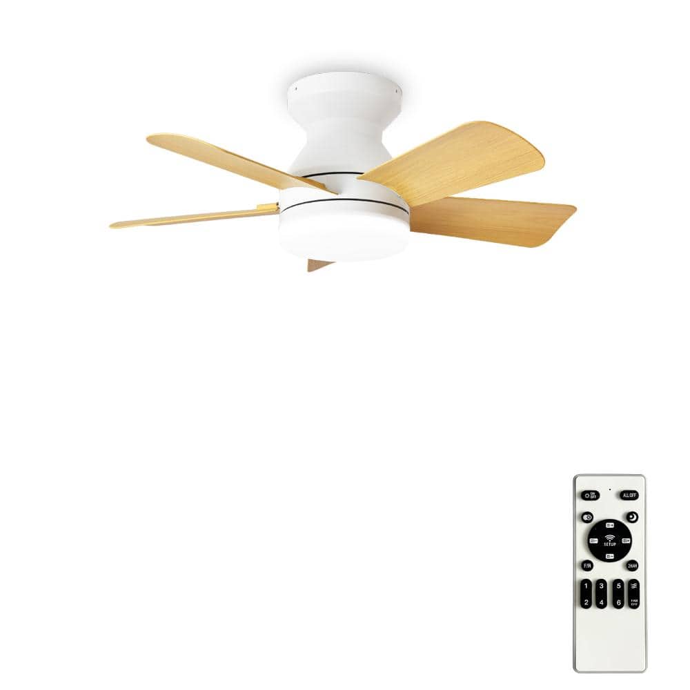 25 in. Beige Housing 5-Beige Blades Flush Mount Standard Modern Ceiling Fan with Light Dimmable LED Included Remote price history on PriceWatchPro