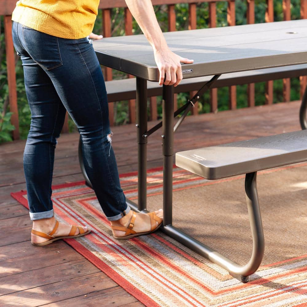 Lifetime 6-Foot Brown Folding Picnic Table with Steel Frame