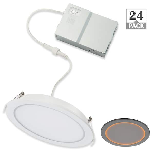 6 in. Canless Downlight Integrated LED Recessed Light Trim Inner Ring Night Light Feature Adjustable CCT (24-Pack)