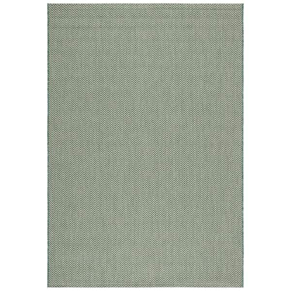 Courtyard Dark Green/Beige 8 ft. x 10 ft. Solid Color Chevron Indoor/Outdoor Area Rug
