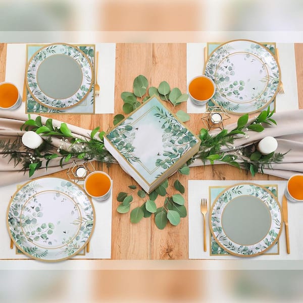 【フルセット】ハレテーブル＋日和（生刷入）＋各プレート＆BX五徳＋プレートケース Adrinfly Sage Green Disposable Tableware Set for 50-Guests (250