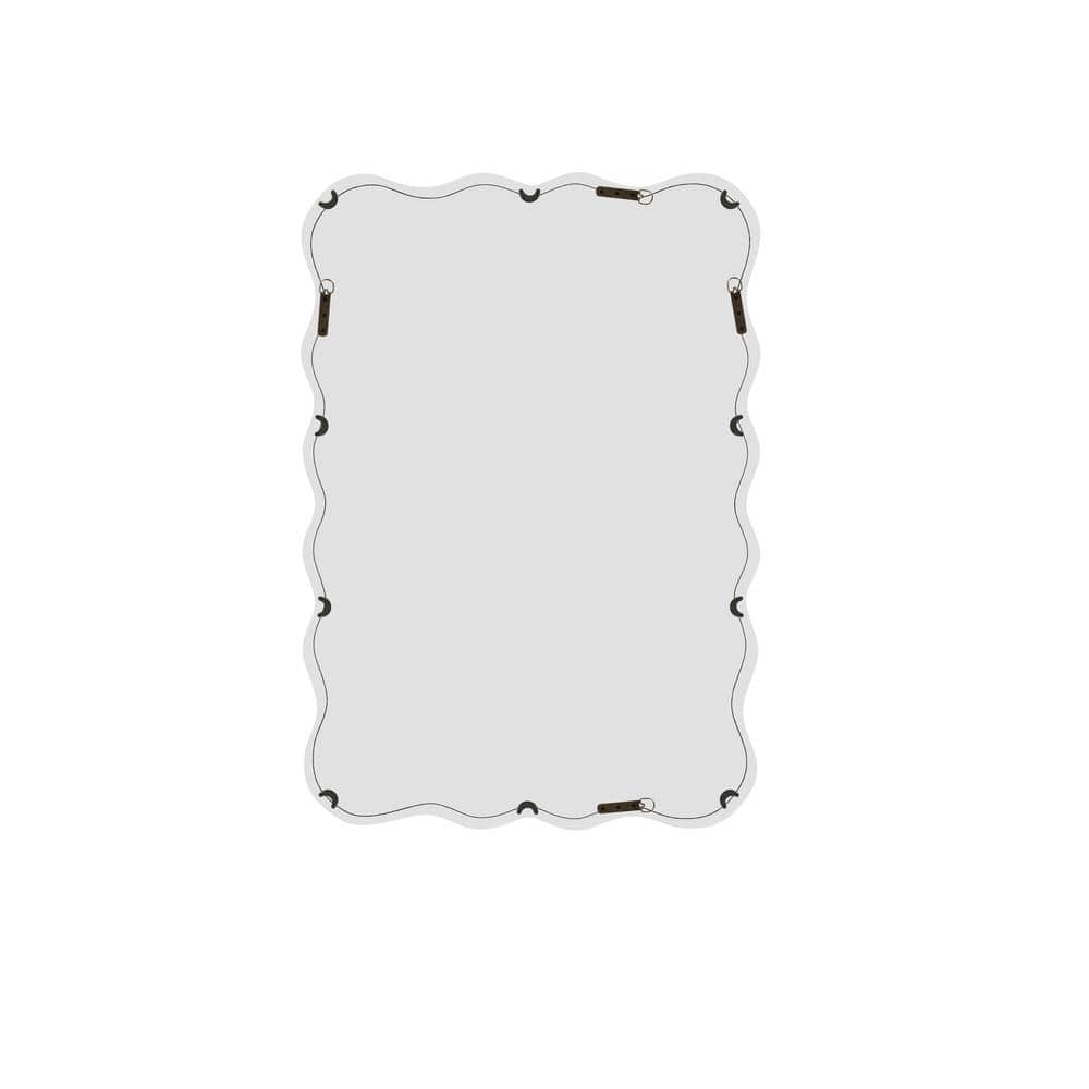White 28 in. W x 39.8 in. H Rectangular Solid Wood Framed Wall Mirror