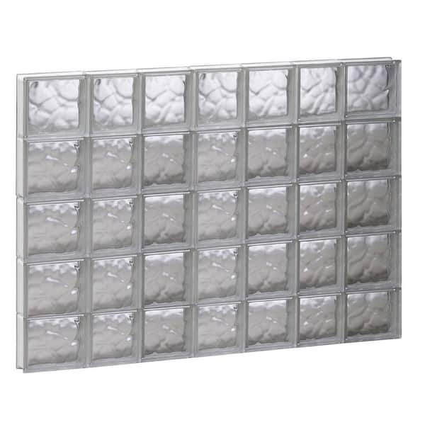 Clearly Secure 44.25 in. x 36.75 in. x 3.125 in. Frameless Wave Pattern Non-Vented Glass Block Window