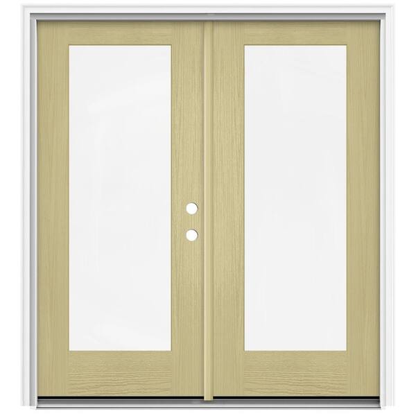 JELD-WEN 72 in. x 80 in. Design Pro Oak Textured Full Lite Unfinished Fiberglass Prehung Front Door