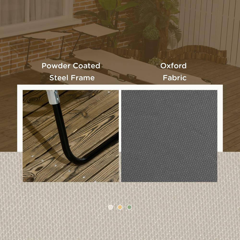 Gray Metal Outdoor Folding Chaise Lounge Set with Sunshade