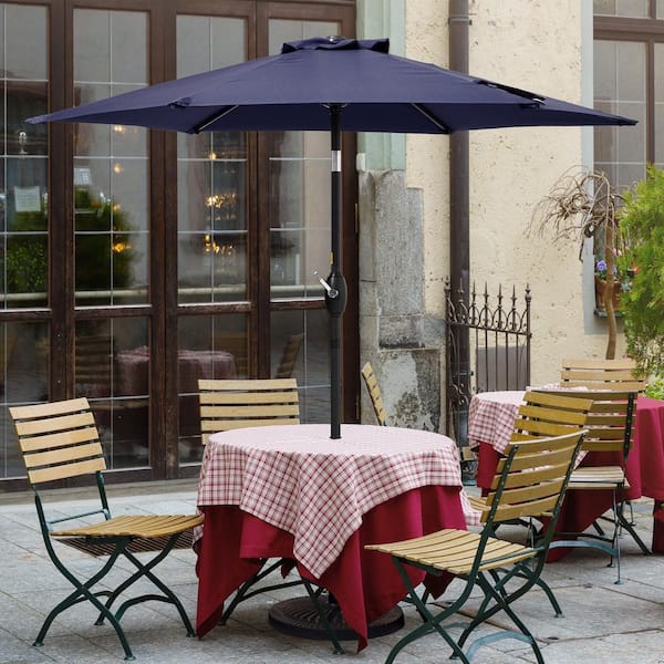 JOYESERY 7.5 ft. Outdoor Umbrellas Patio Market Table Outside Umbrellas Non-Fading Canopy and Sturdy Ribs, Navy Blue