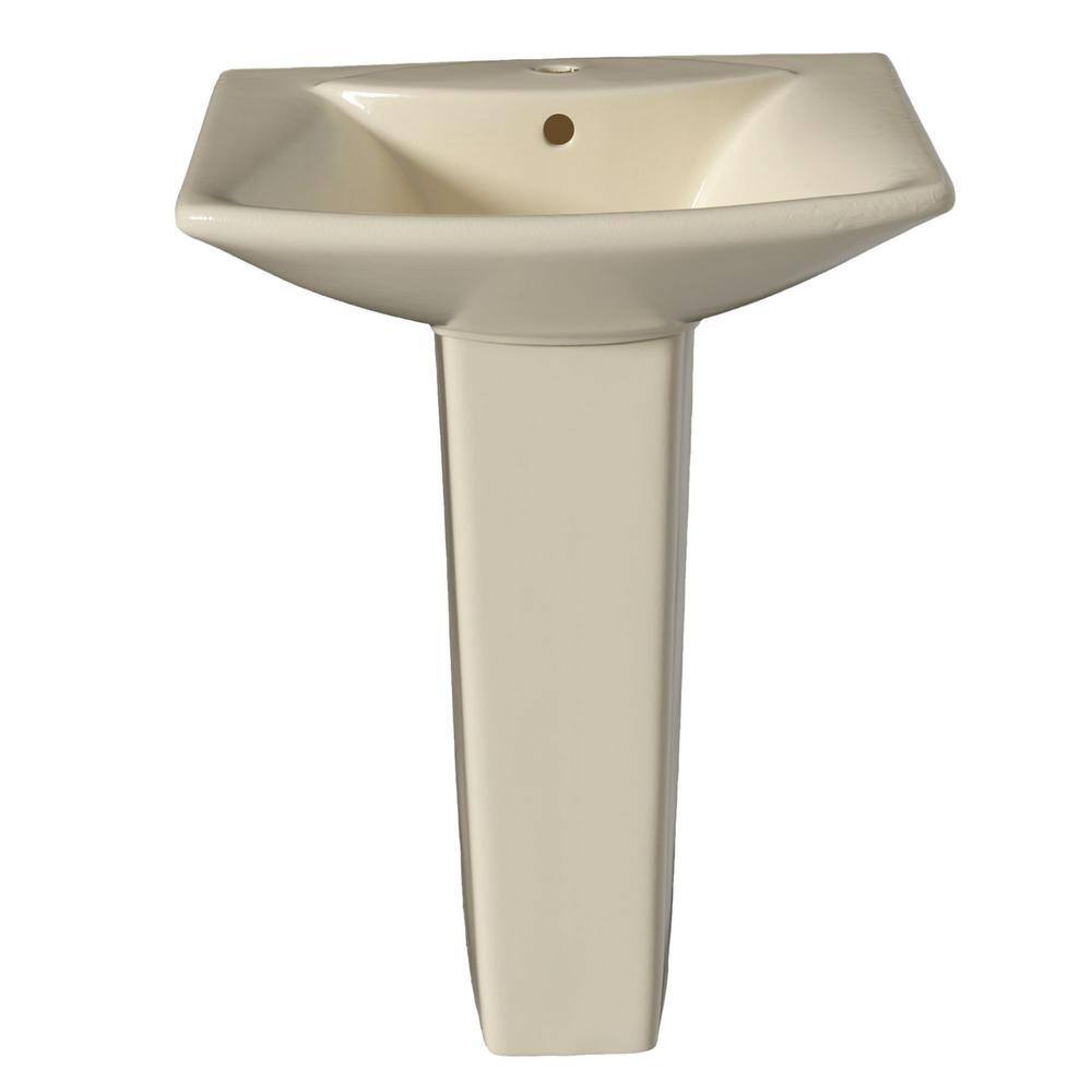 Jasmie Pedestal Sink 24 in. W x 19 in. D Bone Vitreous China Pedestal