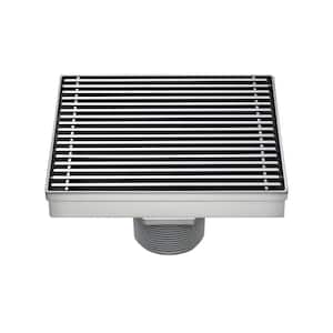 4 in. Square Stainless Steel Shower Drain - Bar Pattern