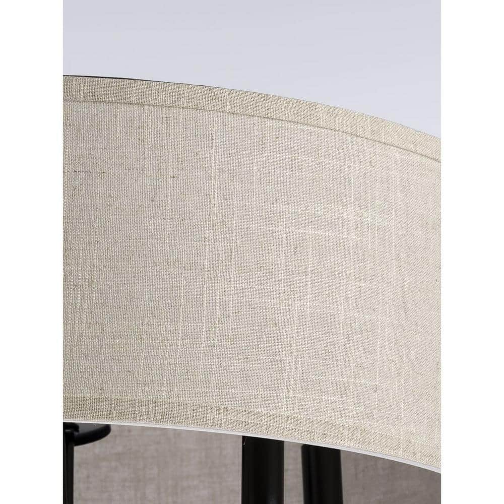 Matte Black Drum Shade 5-Light Linen Chandelier