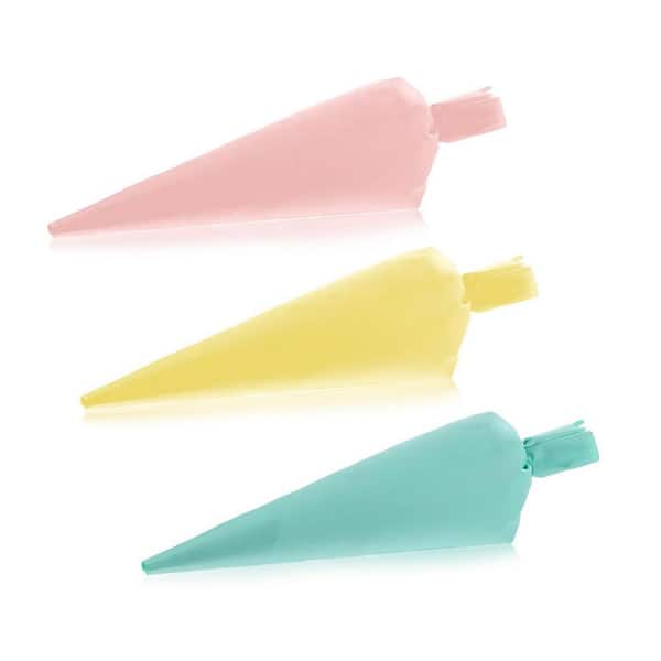 Silicone 16 in. Reusable Piping Bags Blue for Cake Cookie Pastry Decorating with Hook Design 3-Pieces