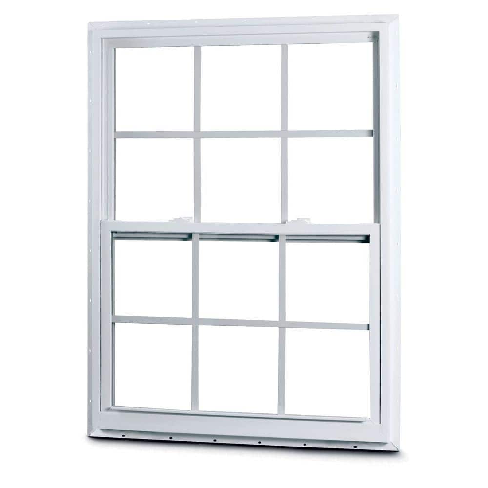 American Craftsman 18.18 in. x 18.18 in. 18 Series Low E Argon Glass  Single Hung White Vinyl Fin Window with Grids, Screen Incl 18 SH FIN
