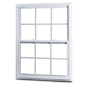 31-3/8 in. x 51-1/4 in. 50 Series Single Hung White Vinyl Insulated Window with Nailing Flange and Colonial Grilles