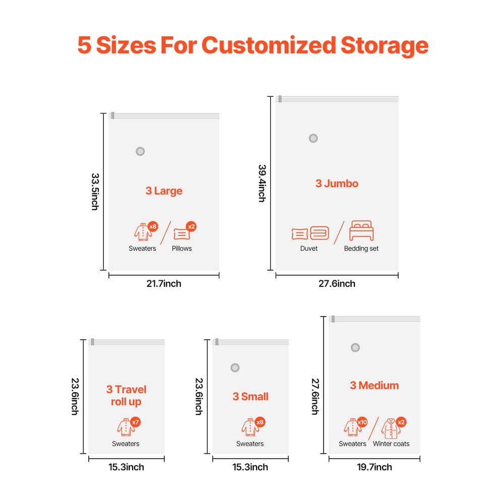 Vacuum Storage Bags, 15 Pack Space Saver Seal Bag