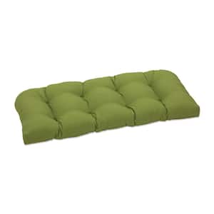 Solid Rectangular Outdoor Bench Cushion in Green
