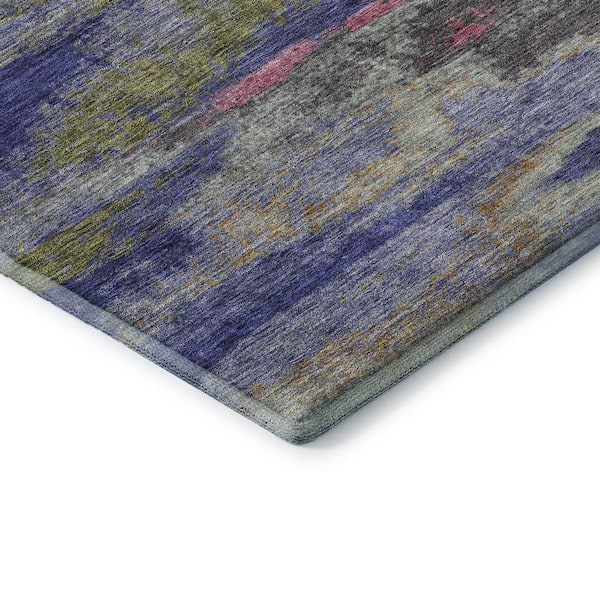 Mayfield Premium Machine Washable Abstract AMF942 Lavender 3 ft. x 4 ft. Area Rug