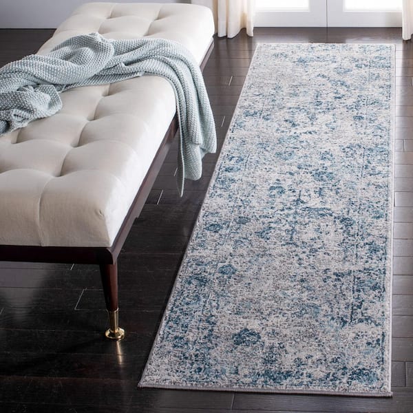 Meadow 2 ft. x 8 ft. Gray/Blue Distressed Marble Runner Rug