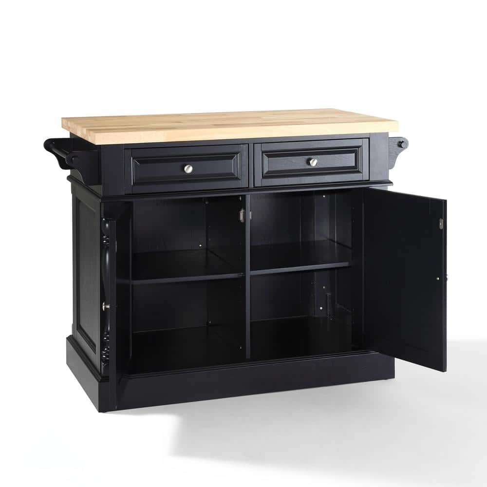 Black Hardwood Butcher Block Top Kitchen Island