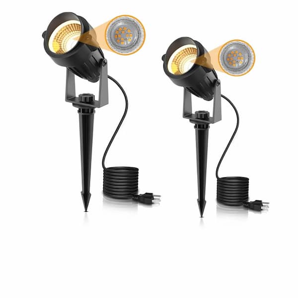 10W Dusk to Dawn Landscape Spot Lights Outdoor IP66 Waterproof 3000K Auto On Off UL Listed Yard - 2 Pack