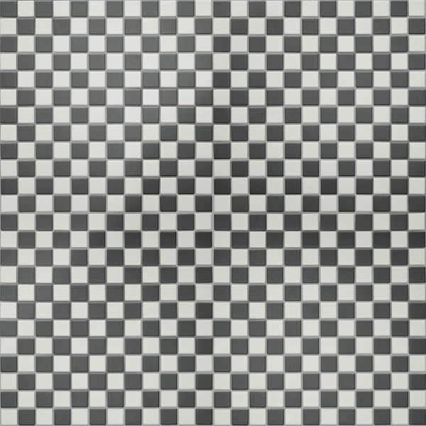 Gotham 1 in. Square Black and White Checkerboard 12 in. x 12 in. Porcelain Floor and Wall Mosaic Tile(9.8 sq. ft. /Case)