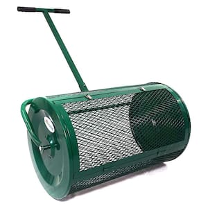 24 in. Handheld Metal Basket Lawn and Garden Topdressing Rolling Yard Spreader