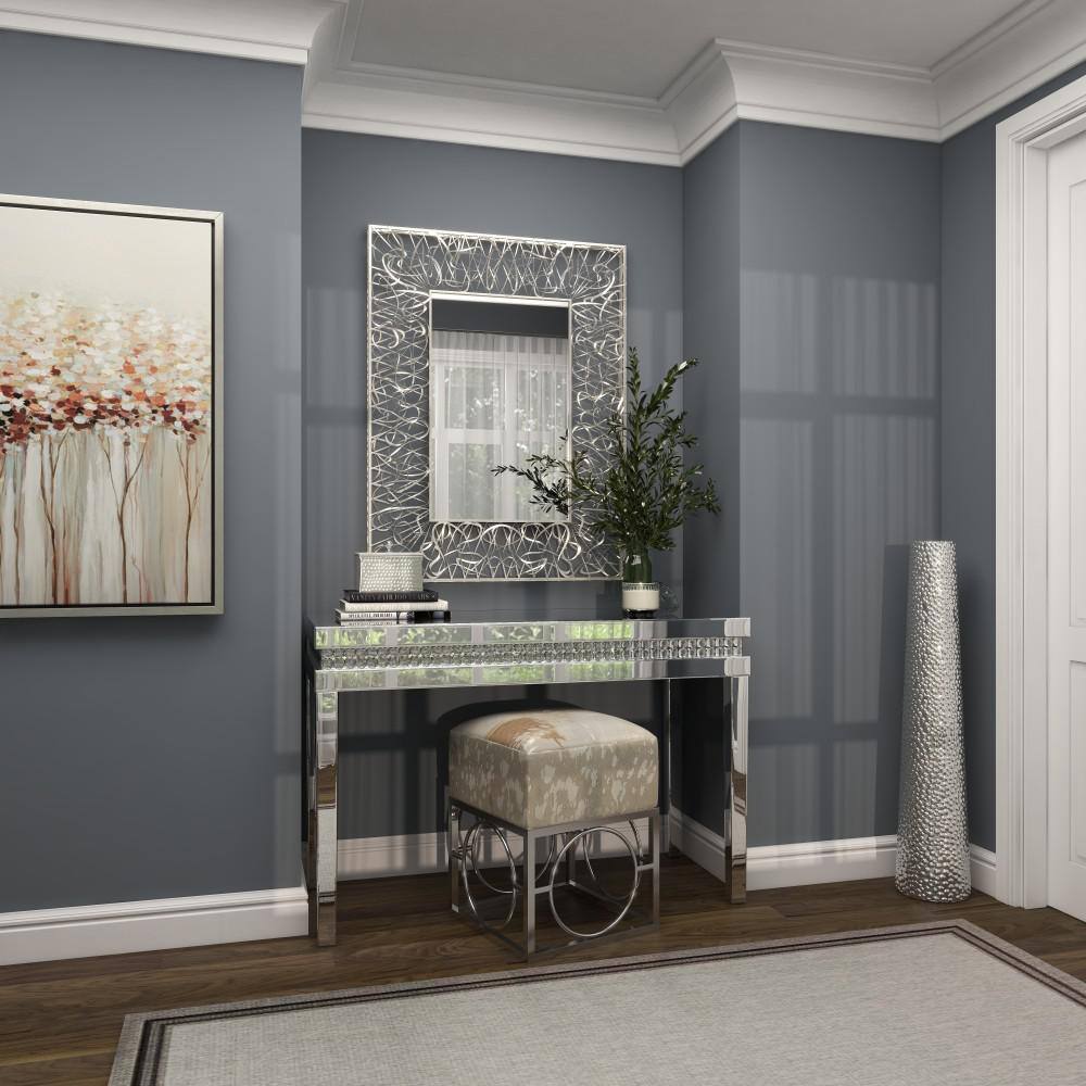 Silver Rectangular Full Length Iron Wall Mirror
