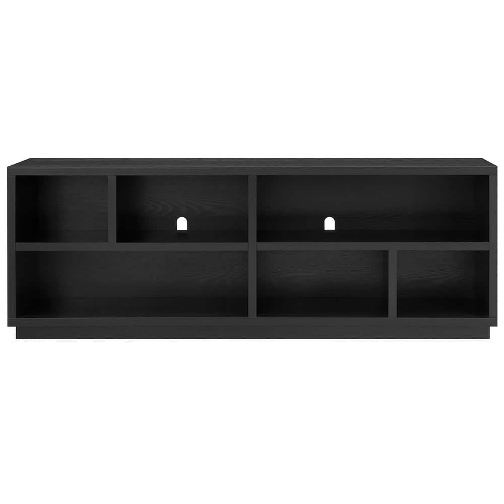 Bowman Black Grain 70" TV Stand with Storage Shelves