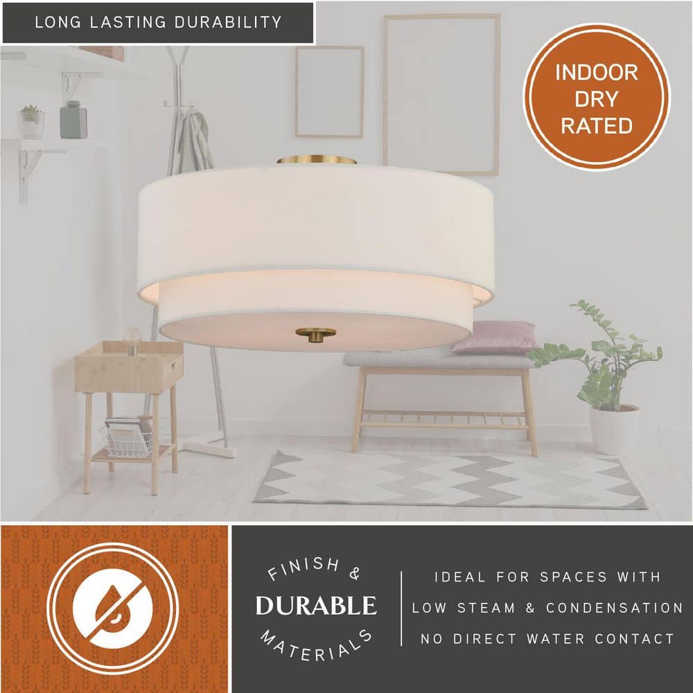 Burnaby 20.5" Matte Brass Drum Semi-Flush Mount Ceiling Light