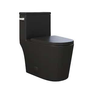 Dreux 1-Piece Elongated Toilet Single Flush in Matte Black 1.28 GPF