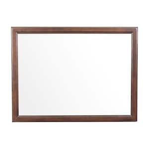 23.60 in. W x 35.40 in. H Oval Brown Wall Mirror with Wood Frame