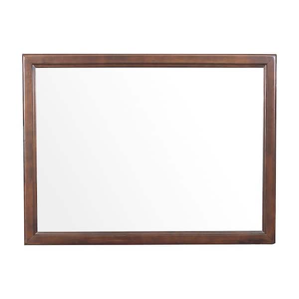 Benjara 23.60 in. W x 35.40 in. H Oval Brown Wall Mirror with Wood Frame