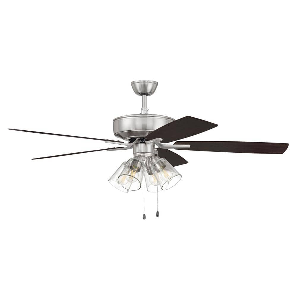 Brushed Nickel 52" Ceiling Fan with LED Lights and Reversible Blades
