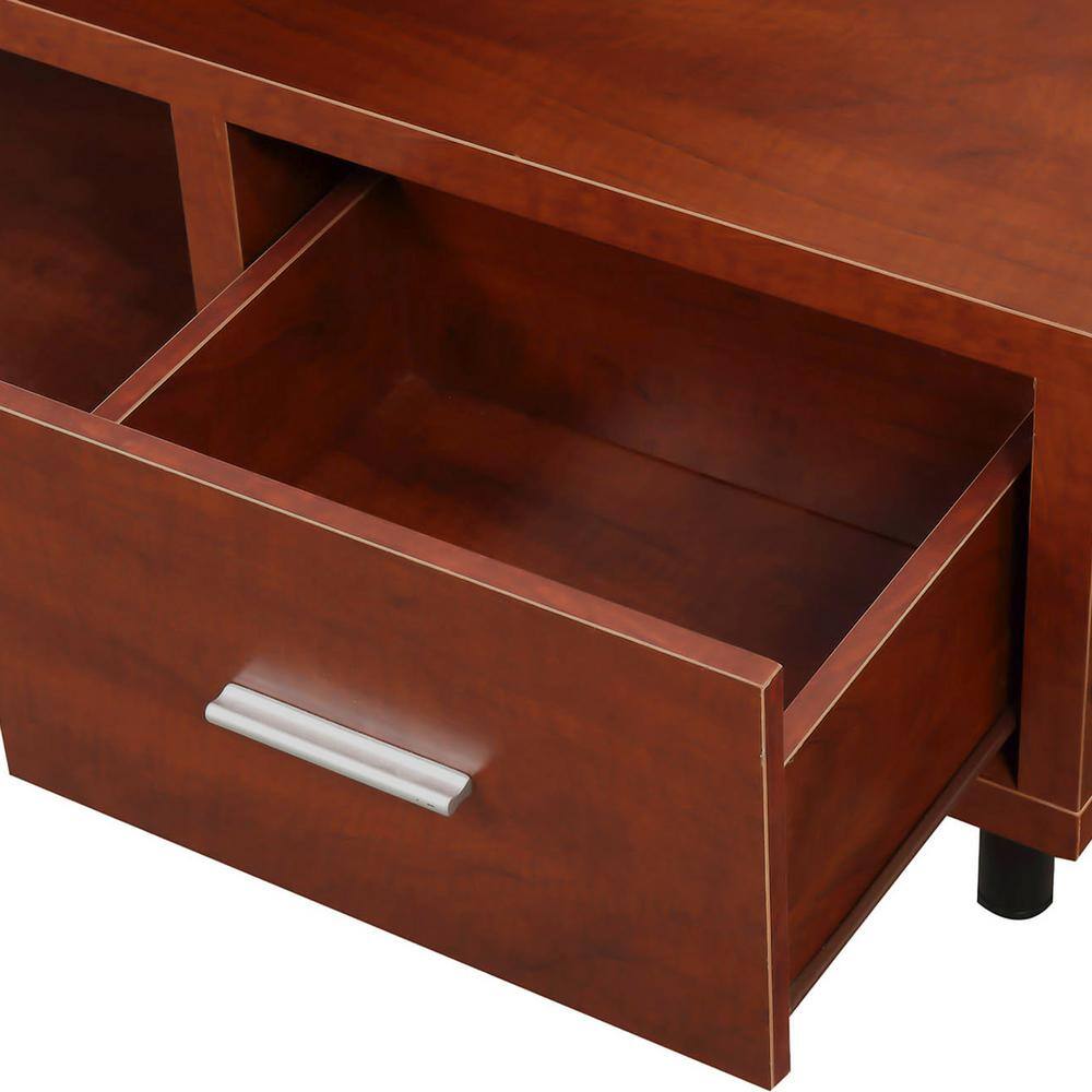 Cherry 60" TV Stand with Shelves and Drawer