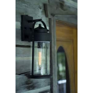 Cumberland 1 Light Dusk to Dawn Bronze Rustic Outdoor Wall Lantern Clear Glass