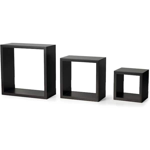 5 in. x 5 in. x 4 in. Espresso Set of 3 Floating Shelf Decorative Wall Shelf
