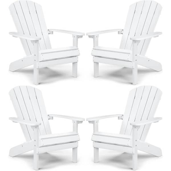 Mximu Classic White Plastic Outdoor Patio Adirondack Chair (Set of 4)