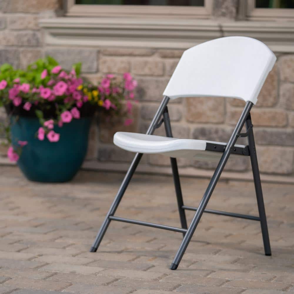Lifetime White Plastic Folding Chairs with Steel Frame, 4-Pack