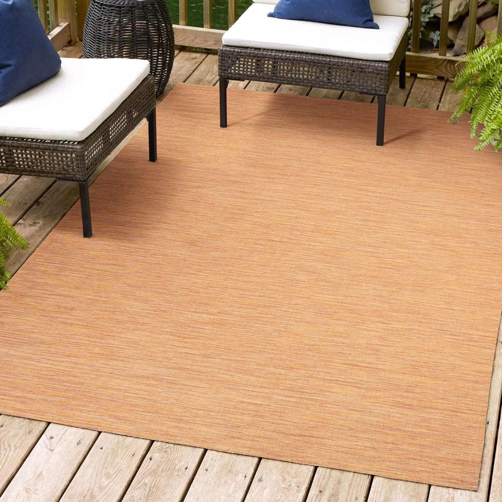 Ethan Modern Flatweave Orange Synthetic 8' x 10' Area Rug