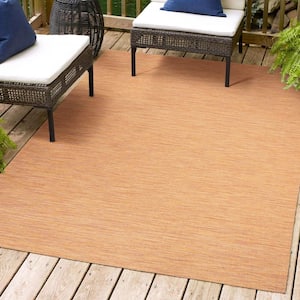 Ethan Modern Flatweave Orange 9 ft. x 12 ft. Solid Indoor/Outdoor Area Rug