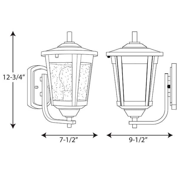 East Haven Collection 1-Light Antique Bronze Clear Seeded Glass Transitional Outdoor Medium Wall Lantern Light