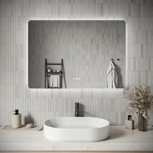 40 in. W x 28" H Rectangular Frameless LED Light Anti-Fog Dimmable Color Temperature Change Wall Bathroom Vanity Mirror