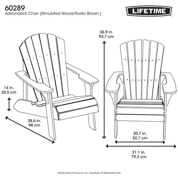 lifetime rustic brown adirondack chair