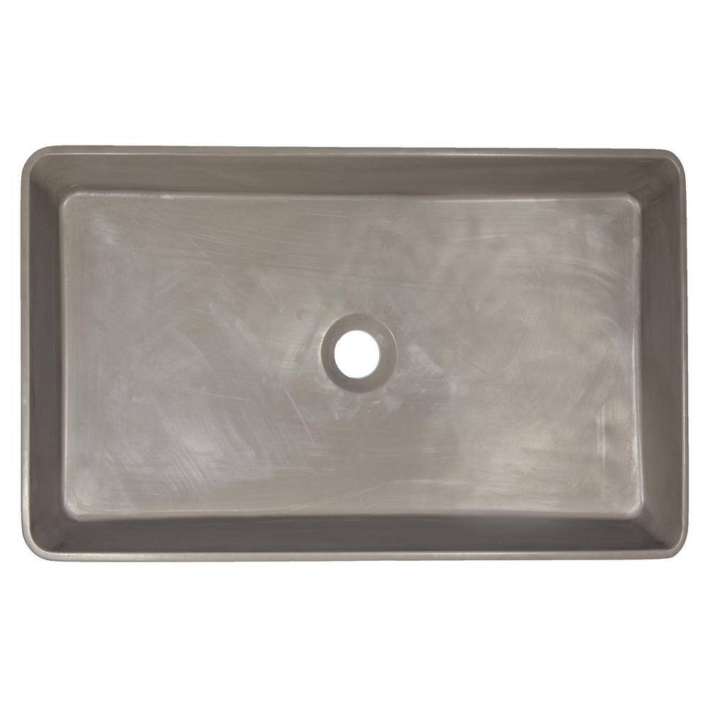 Wide Dark Gray Concrete Rectangular Vessel Sink
