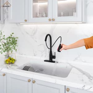 Single Handle Pull Down Sprayer Kitchen Faucet with Touchless Sensor and Two Functions Spray Head in Matte Black