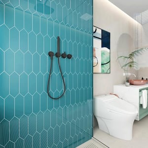 Hexagon Glass Subway Wall Tile 3 in. x 9 ft. x 6mm Dark Teal (5.8 Sq. Ft.)