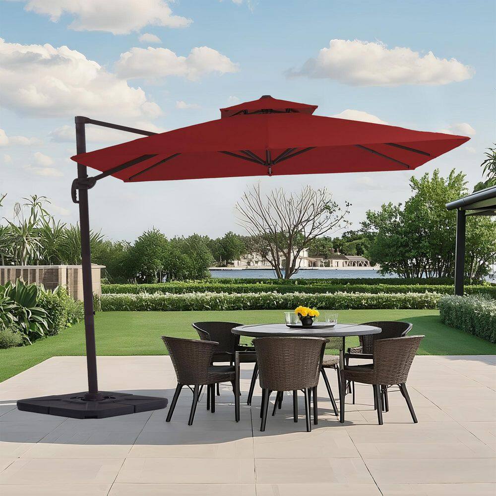 10 ft. x 10 ft. Sq. Cantilever Patio Umbrella with Weighted Base in Red price history on PriceWatchPro